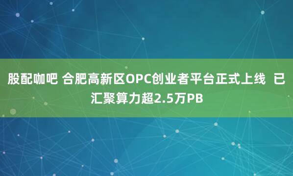 股配咖吧 合肥高新区OPC创业者平台正式上线  已汇聚算力超2.5万PB